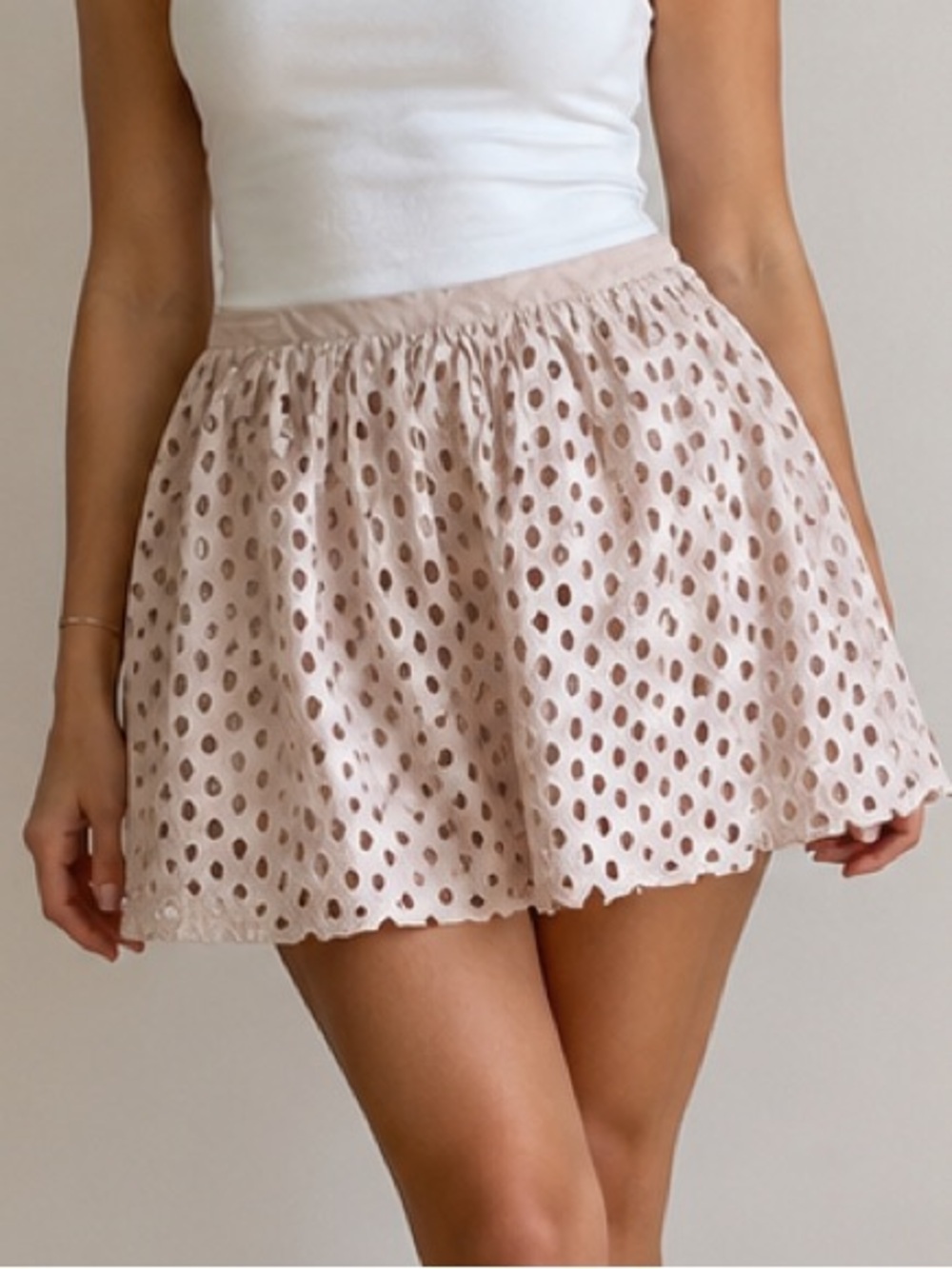 Forever 21 Blush Eyelet Mini Skirt